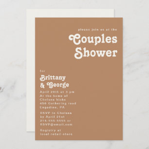 Plage Retro Invitation de douche Brown Couples