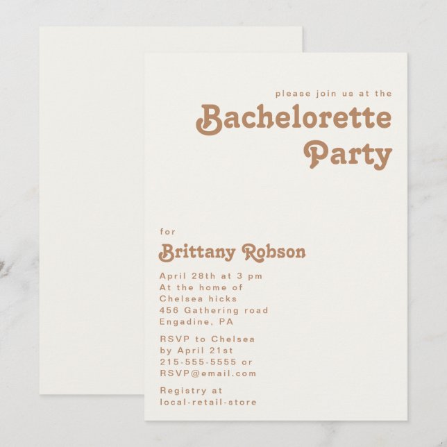 Plage Retro | Ivory Bachelorette Party Invitation (Devant / Derrière)