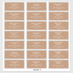 Plage Retro   Sticker d'adresse du Mariage Brown