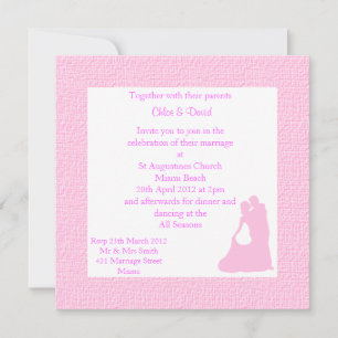 Plage rose Mariage Invitation avec couple dansant