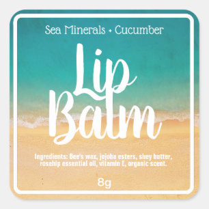 Plage Sable Eau Été Lip Balm Tube Étiquettes