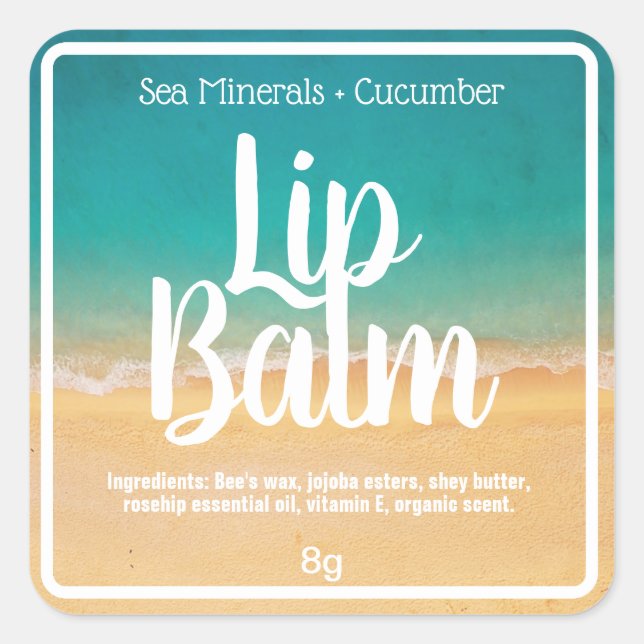 Plage Sable Eau Été Lip Balm Tube Étiquettes (Devant)