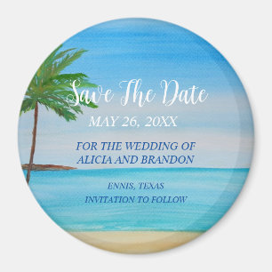 Plage Sable Tropical Mariage Moderne Waves Magnet