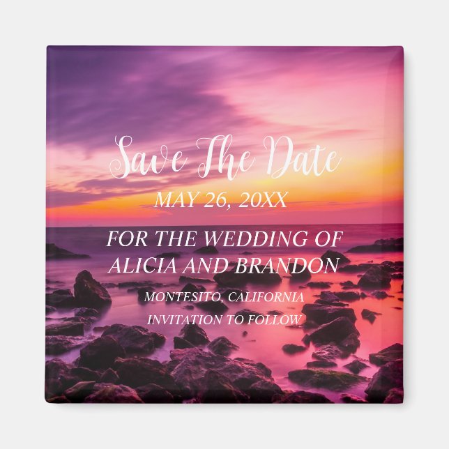 Plage Sable Tropical Mariage Moderne Waves Magnet (Devant)