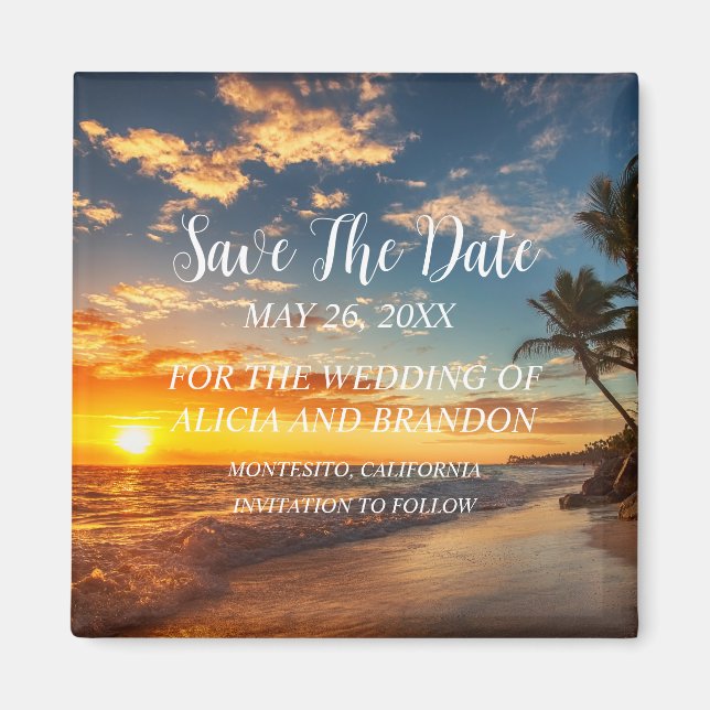 Plage Sable Tropical Mariage Moderne Waves Magnet (Devant)