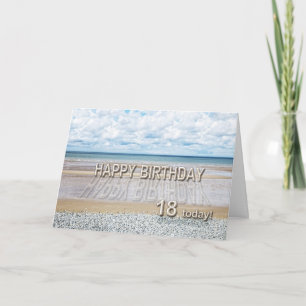 Plage scène 18ème anniversaire carte avec lettres