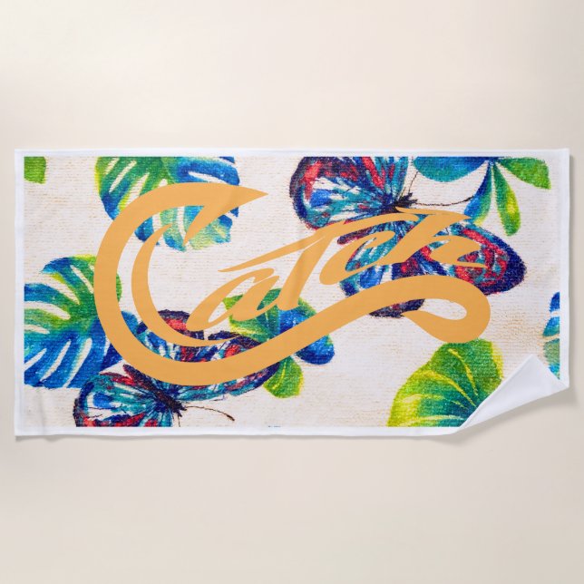 Plage Serviette de plage. Attrapez. Papillons (Devant)