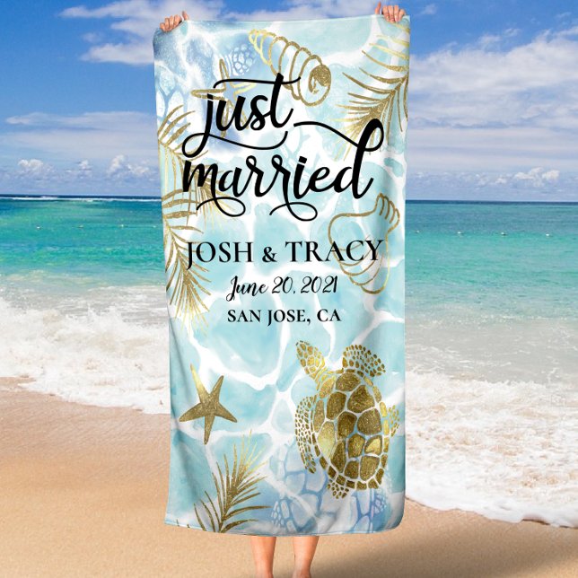 Plage Serviette de plage, juste mariée pour le mariage s (Beach towel, just married for beach wedding Beach Towel)