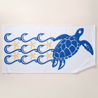 Plage serviette de plage. prise. vagues avec tortues
