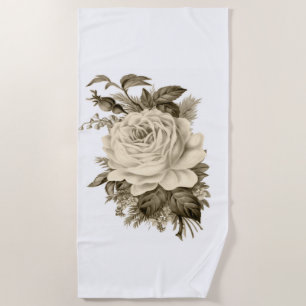 Plage Serviette Vintage Rose blanche Floral