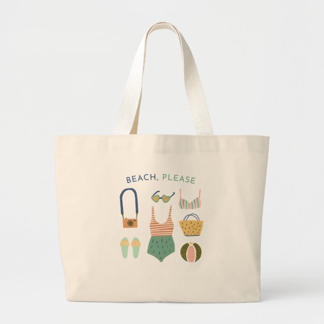 "Plage, S'Il Vous Plaît" Grand Sac fourre-tout, Sa (Devant)