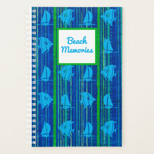 Plage Souvenirs Bleu Nautique Carnet en bande vert