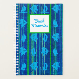 Plage Souvenirs Bleu Nautique Carnet en bande vert