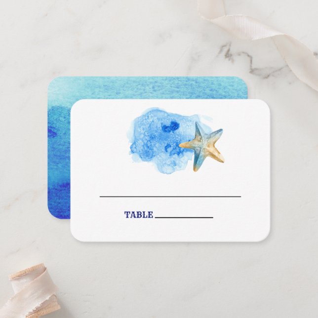 Plage Starfish | Cartes de la table du Mariage de  (Devant/Arrière en situation)