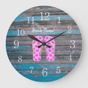 "Plage svp !" Horloge murale avec les nombres