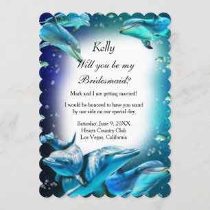 Plage thème Dauphin Mariage Bridesmaid Invitation