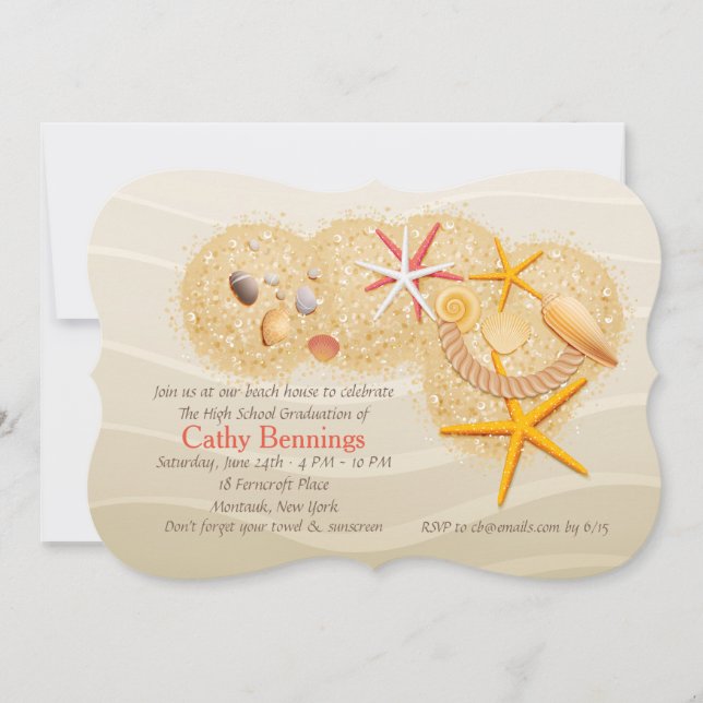 Plage Trésors Graduation Beach Party Invitation (Devant)