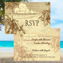 Plage Tropical Etching Rustique Cartes De Réponse