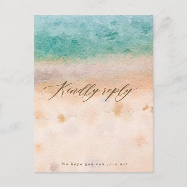 plage tropical mariage rsvp carte postale (Devant)