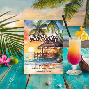 Plage Tropical Tiki Party Shower Invitation