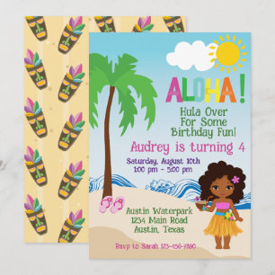 Plage tropicale Aloha Luau Invitation Anniversaire
