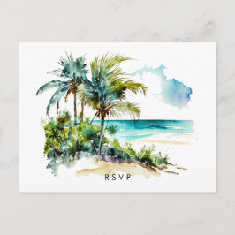 plage tropicale aloha mariage rsvp carte postale