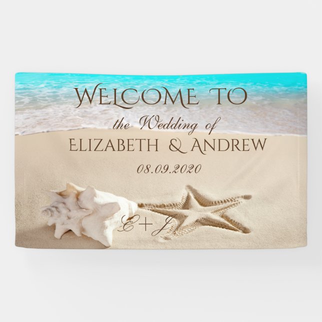 Plage tropicale, Bannière Mariage de coquillages,  (Horizontal)
