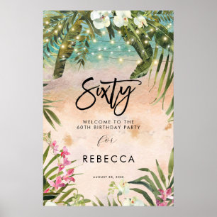 plage tropicale florales soixante affiche de bienv