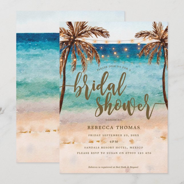 plage tropicale moderne nuptiale invitation (Devant / Derrière)