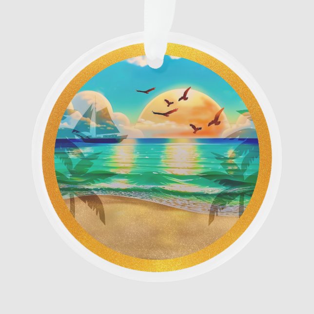 Plage tropicale moderne Palm Trees Sunset Vacances (devant)