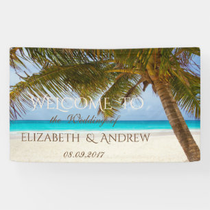 Plage tropicale, Palm, Océan, Bannière de Mariage 