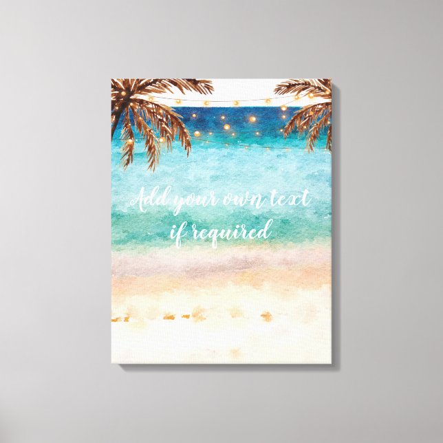 plage tropicale palmiers aquarelle toile (Recto)