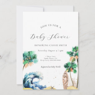 Plage tropicale Thème Baby shower Invitation Unise