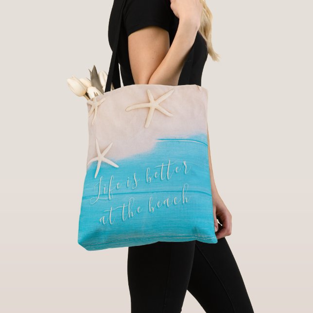Plage Turquoise Bois et Sac fourre-tout d'étoiles  (De près)