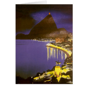 Plage vintage à Nuit à Rio de Janeiro, Brésil