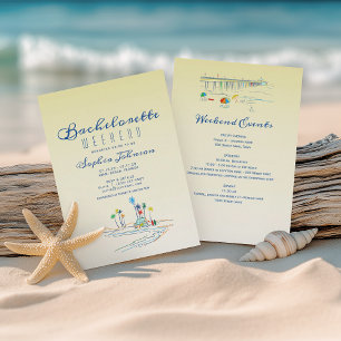 Plage Week-end Bachelorette Itinéraire Invitation