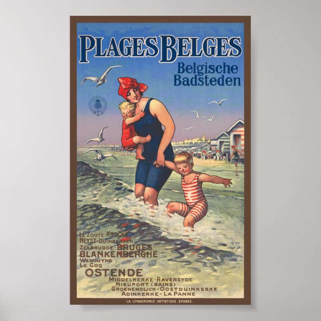 Plages Belges Poster vintage 1920 (Devant)