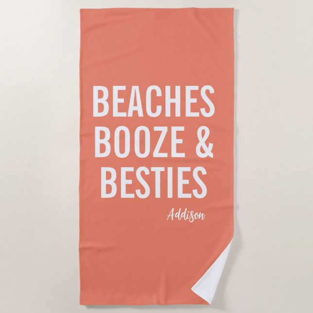 Plages Booze & Besties Orange Beach Serviette (Devant)