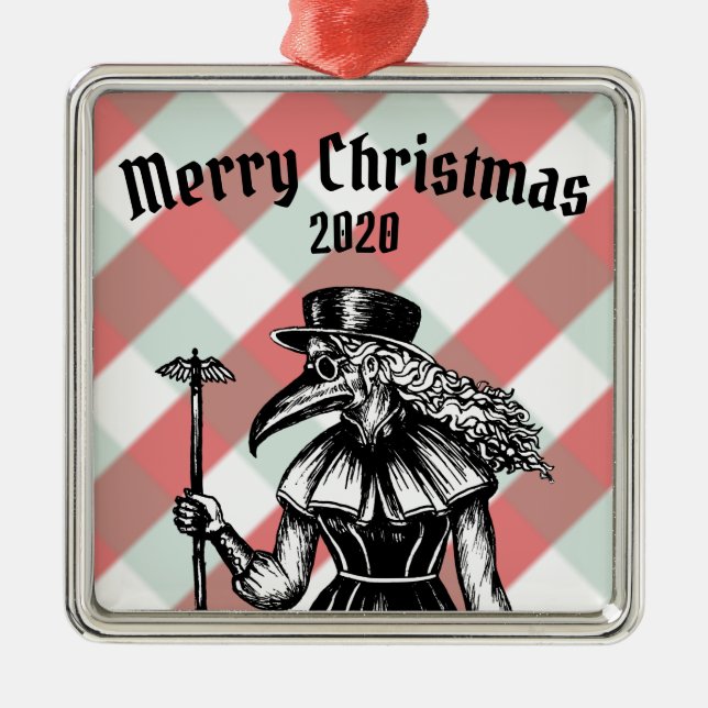 Plague Doctor Christmas Ornament Aus Metall (Vorne)