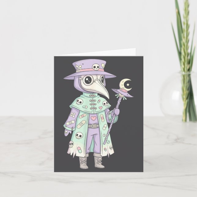 Plague Doctor Gothic Pastel Cute Moth Face Mask Oc Karte (Vorderseite)