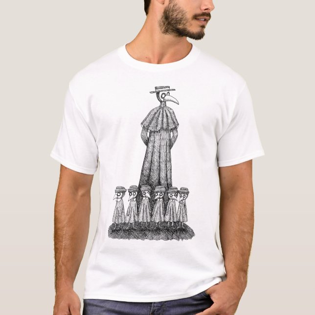Plague Doctor mit Schülern Goth Art Creepy Zeichne T-Shirt (Vorderseite)