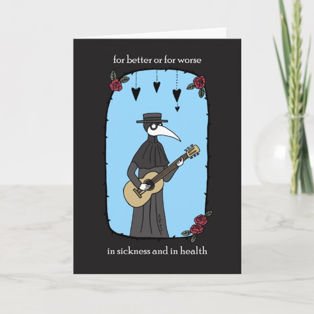 Plague Doctor spielt Gitarre lustig Goth Valentine Karte (Vorderseite)