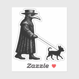 Plague Doctor Walking Chihuahua Aufkleber