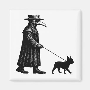 Plague Doctor Walking Frenchie Magnet