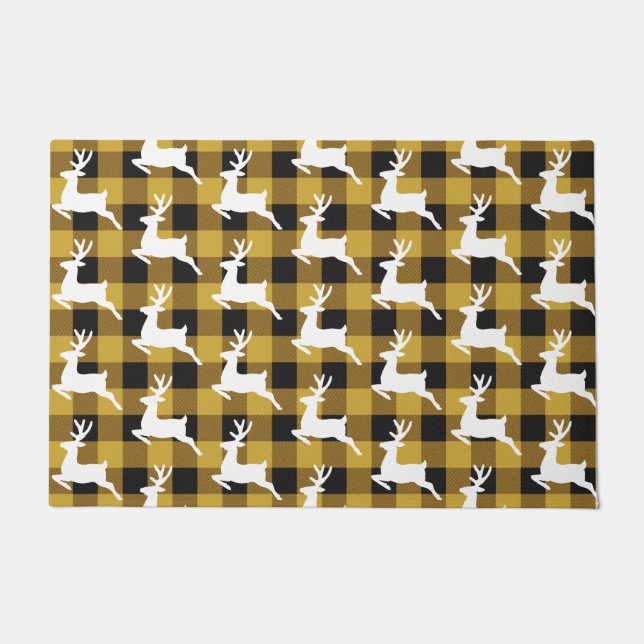 Plaid and deer  doormat fußmatte (Vorderseite)