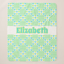 Plaid and Hearts add your name White background