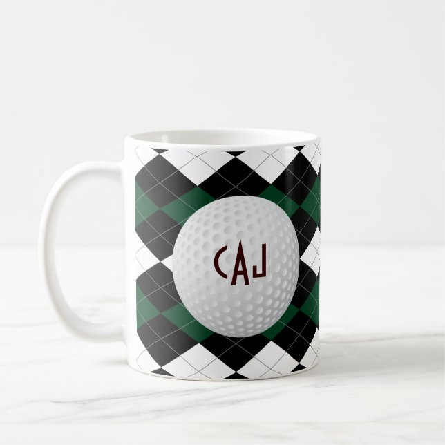 Plaid avec la boule de golf, tasse de café (Gauche)
