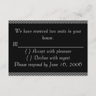Plaid Black&White RSVP Cards Karte