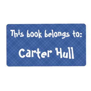 Plaid Bleu "Ce Livre Appartient À" Étiquette