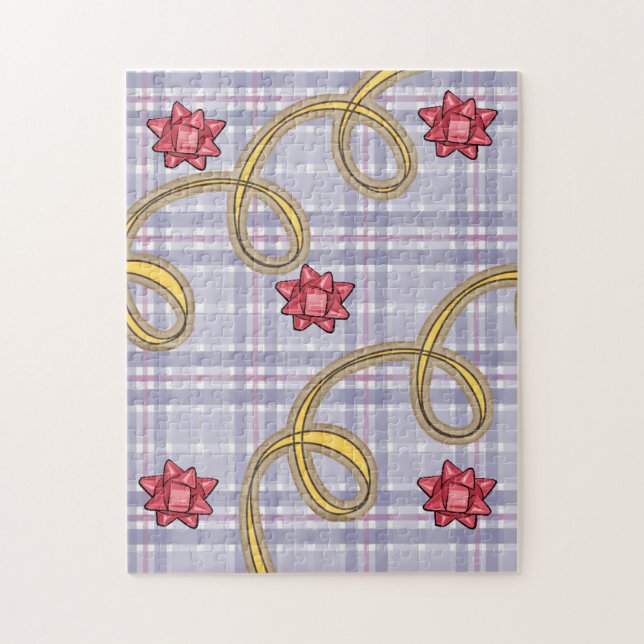 Plaid Bleu Nœud RougeBonne Fête de Noël Puzzle de  (Vertical)